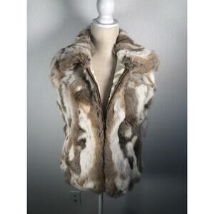 Surell Rabbit Fur Vest in White Heather - S/M